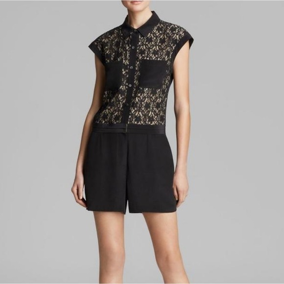 Marc By Marc Jacobs Black Tan Lace Illusion Silk Romper‎ 2 - Picture 2 of 6